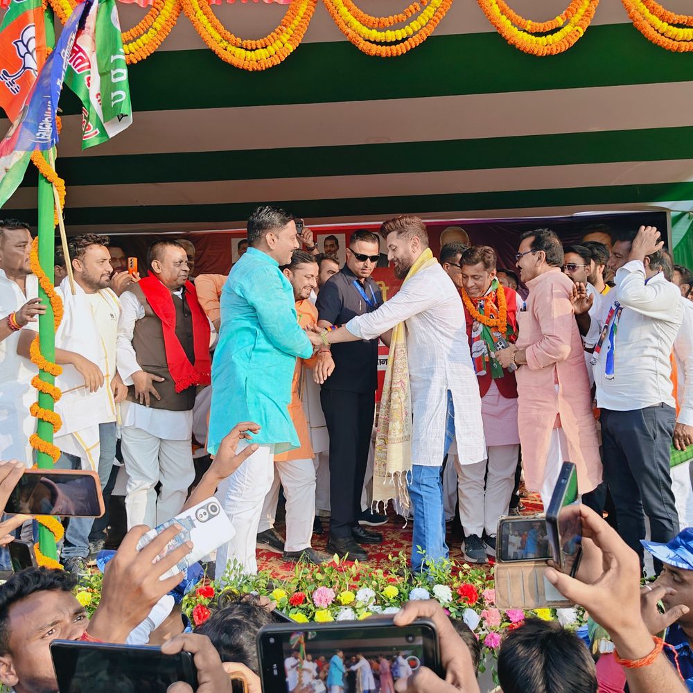 केंद्रीय मंत्री चिराग पासवान की कहलगांव में जनसभा:बोले – विपक्ष जात-पात और एनडीए विकास की राजनीति करता है