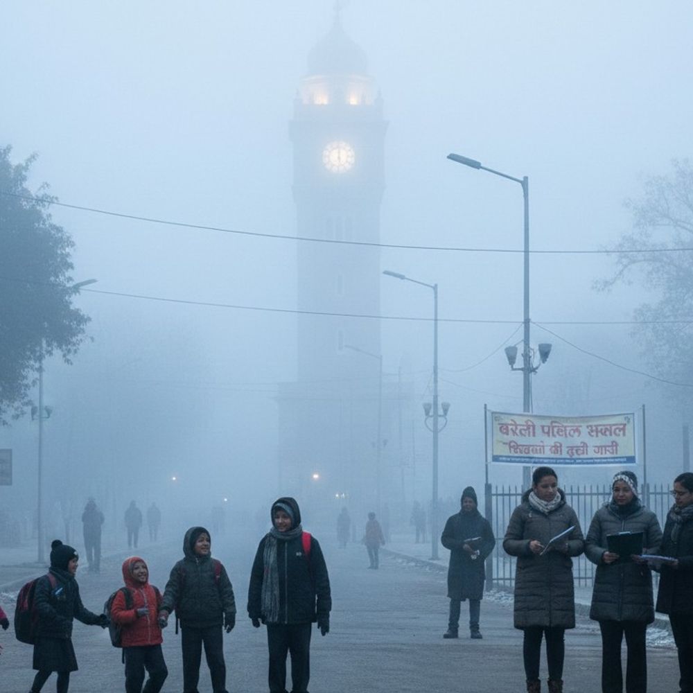 बरेली में घना कोहरा, तापमान गिरा:कक्षा 1 से 8 तक स्कूल बंद, शिक्षकों की ड्यूटी जारी रहेगी
