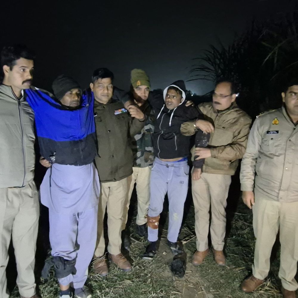 पीलीभीत में पुलिस-गौकशों की मुठभेड़, 2 तस्कर गिरफ्तार:पैर में गोली लगने से घायल, 2 दिन पहले की थी गौकशी