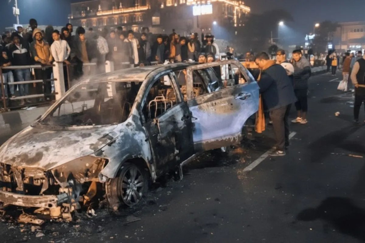 क्रिकेटरों की चलती कार में लगी आग, कूदकर बचाई जान, फायर ब्रिगेड ने बमुश्किल पाया काबू