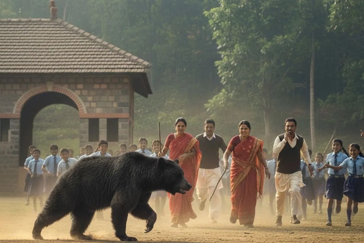 स्कूल में घुसा भालू दरवाजा तोड़ बच्चे को उठा ले गया, खौफनाक मंजर देख सहम उठे लोग, ऐसे बचाई जान