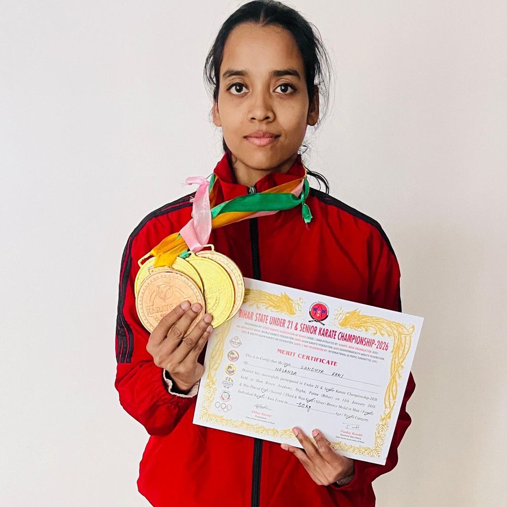 नालंदा की संध्या रानी ने 4 पदक जीते:राष्ट्रीय स्तर पर हुईं चयनित, पटना में राज्यस्तरीय कराटे प्रतियोगिता में लिया था भाग