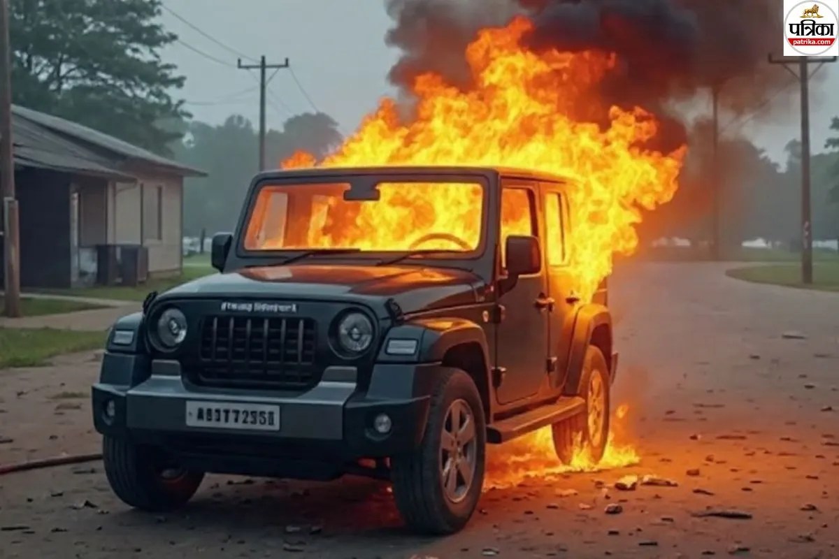 Patna: Uncontrolled Thar runs over pedestrians, one dead, over half a dozen injured; angry crowd sets vehicle on fire