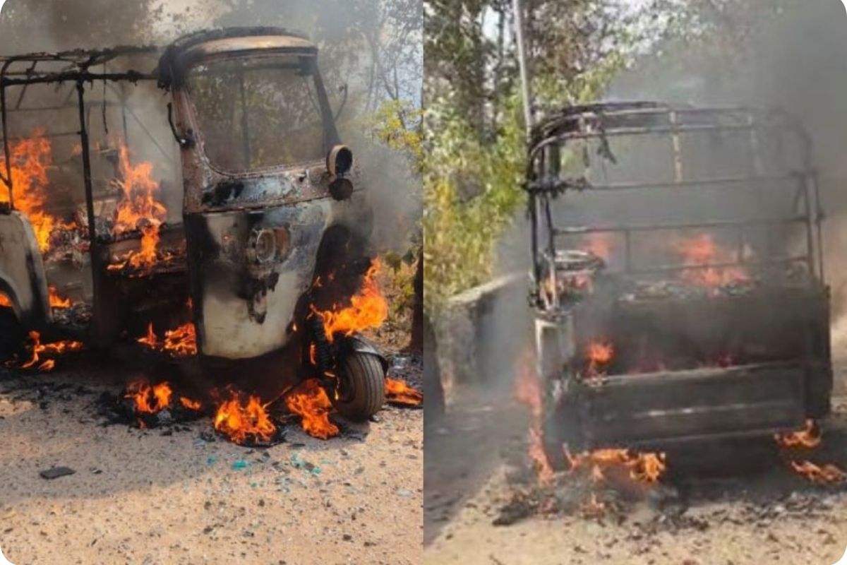 Burning Auto: चलती ऑटो में लगी भीषण आग, यात्रियों ने छलांग लगाकर बचाई जान, देखें VIDEO