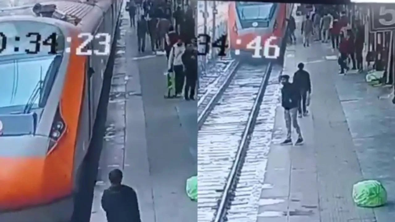 दिल्ली से बनारस जा रही वंदे भारत का यात्री ट्रेन के नीचे आते बचा, चलती ट्रेन में चढ़ने की कोशिश, गेट हो गया बंद