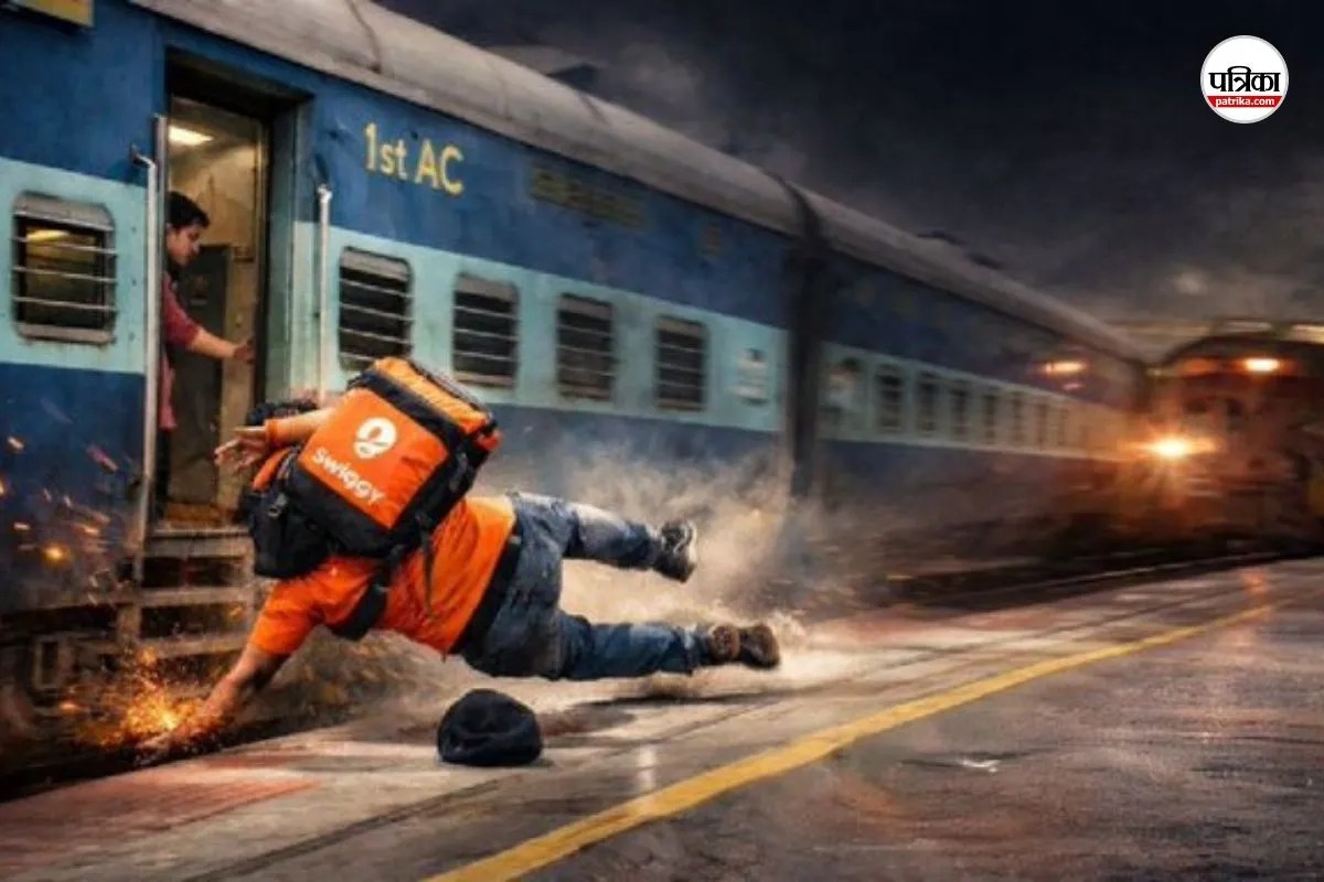 खाना डिलीवर करने गया स्विगी बॉय चलती ट्रेन से गिरा, वायरल वीडियो देख कांप जाएगी रूह