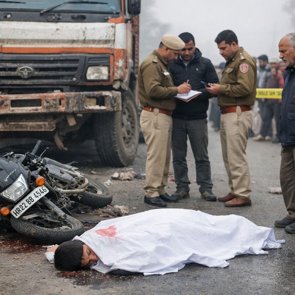 यमुनानगर में ट्रक चालक ने बच्चे को कुचला:दोस्तों के साथ बाइक पर जा रहा था, बिहार का रहने वाला