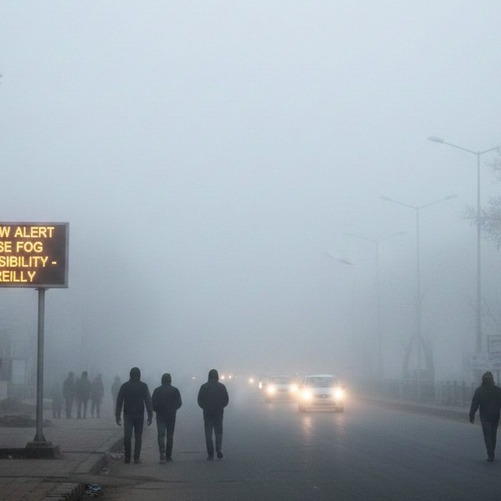 बरेली में घना कोहरा, विजिबिलिटी शून्य:मौसम विभाग ने येलो अलर्ट जारी किया