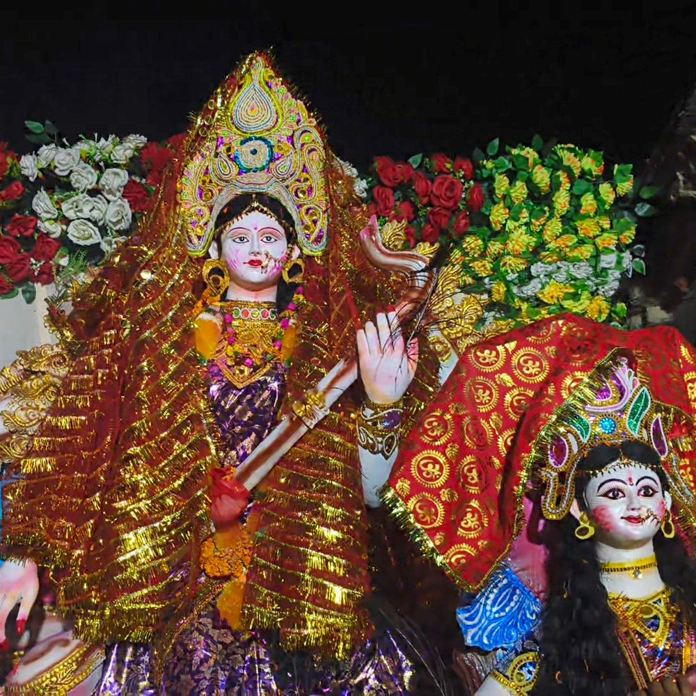 बासोपट्टी में मां सरस्वती की प्रतिमाओं का विसर्जन:पारंपरिक विधि-विधान से विदाई, पुलिस बल तैनात रही