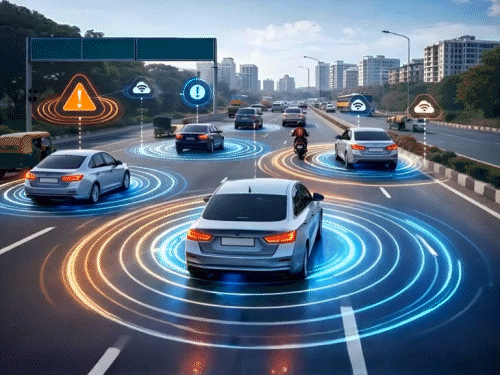 गाड़ियां करीब आते ही खुद एक-दूसरे को अलर्ट देंगी:नए व्हीकल में 2026 के अंत तक V2V चिप जरूरी, 5-7 हजार तक कीमत बढ़ेगी