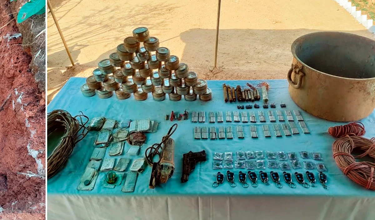Chhattisgarh: बीजापुर जिले में बड़ी संख्या में विस्फोटक और अन्य सामान बरामद