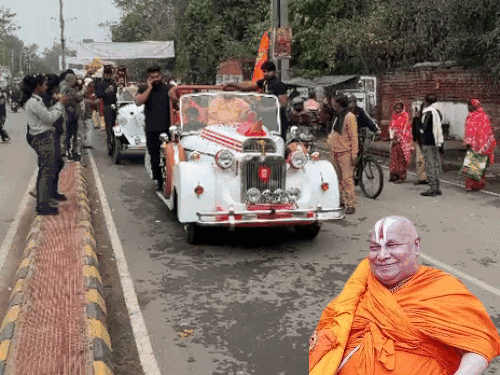 नारनौल में रामभद्राचार्य की कथा के भव्य इंतजाम:30 एकड़ में पंडाल, 35 हजार की सीटिंग, हाई-प्रोफाइल मेहमान; RSS प्रमुख समेत कई CM आमंत्रित