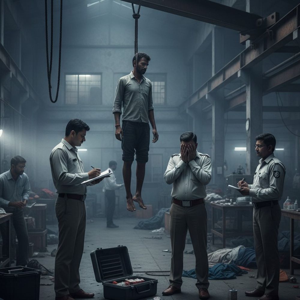 पानीपत की फैक्ट्री में युवक ने लगाया फंदा:30 फुट ऊंचे गाटर पर झूलता मिला शव; मृतक बिहार से है, कारणों का खुलासा नहीं