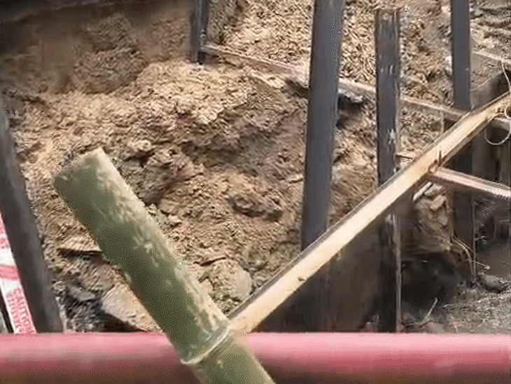 ईदगाह चौराहे पर 3 तीनों से लगातार धंस रहा नाला:कानपुर में नाले की गहराई 8 फिट बढ़ी हुई, 7 लोगों को मकान खाली कराने के लिए एनाउंसमेंट