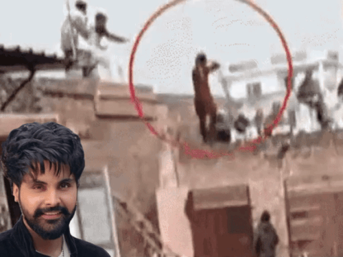 शूटिंग के दौरान पंजाबी एक्टर घायल, VIDEO:दीवार से सिर टकराया, जंप सीन करते वक्त क्रेन में आई खराबी; MRI कराना पड़ा