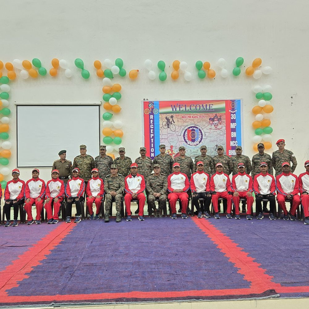पुणे से दिल्ली जा रही NCC साइक्लोथोन भिंड पहुंची:1680 किमी का सफर; पेशवा बाजीराव के दिल्ली अभियान के रास्ते से गुजर रहे कैडेट्स