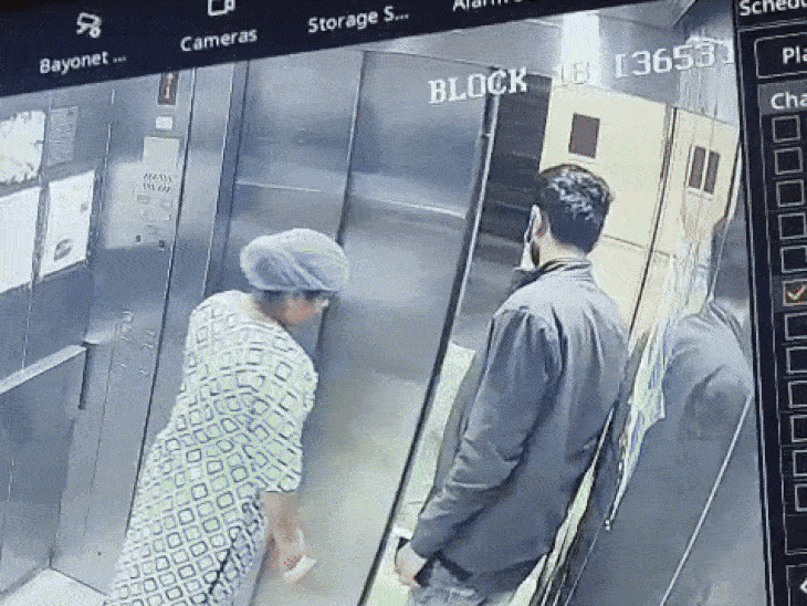 भोपाल एम्स की लिफ्ट में चेन स्नेचिंग:​​​​​​​गेट खुलते ही महिला पर झपट्टा, मंगलसूत्र लेकर भागा युवक; सीसीटीवी आया सामने