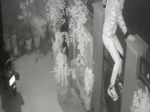 पूर्व मंत्री के घर के बगल में चोरी CCTV:कार से आए चाेर, घर के अंदर से 3 लाख रुपए के जेवर ले गए