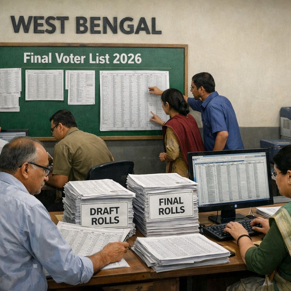 पश्चिम बंगाल की फाइनल वोटर लिस्ट आज पब्लिश होगी:दो बार तारीख बढ़ी; SIR के बाद ड्राफ्ट रोल में 58 लाख नाम कटे थे
