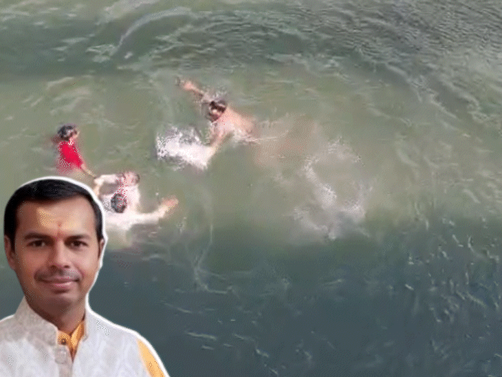 गुना में गोपीसागर डैम में डूबे पिता-पुत्र:प्राइवेट बैंक के कर्मचारी बेटे को बाइक से लेकर डैम पहुंचे; हादसे में पिता की मौत