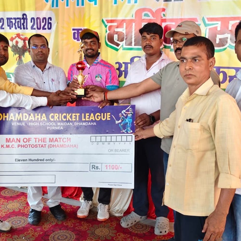 धमदाहा लीग क्रिकेट: बनमनखी ने पूर्णिया को 7 विकेट हराया:आकाश सिंह को 62 रनों के लिए मैन ऑफ द मैच चुना गया