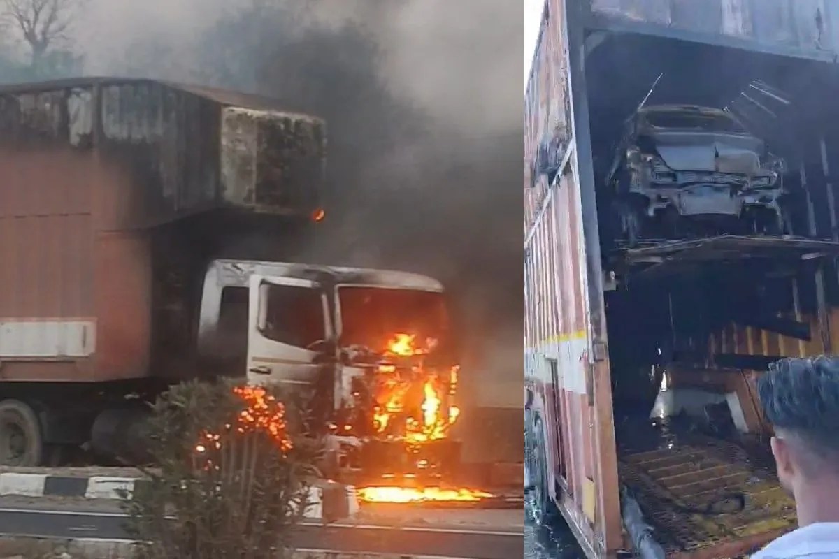Rajasthan News: चलते कंटेनर में लगी भीषण आग, आठ इलेक्ट्रिक कारें जलकर खाक