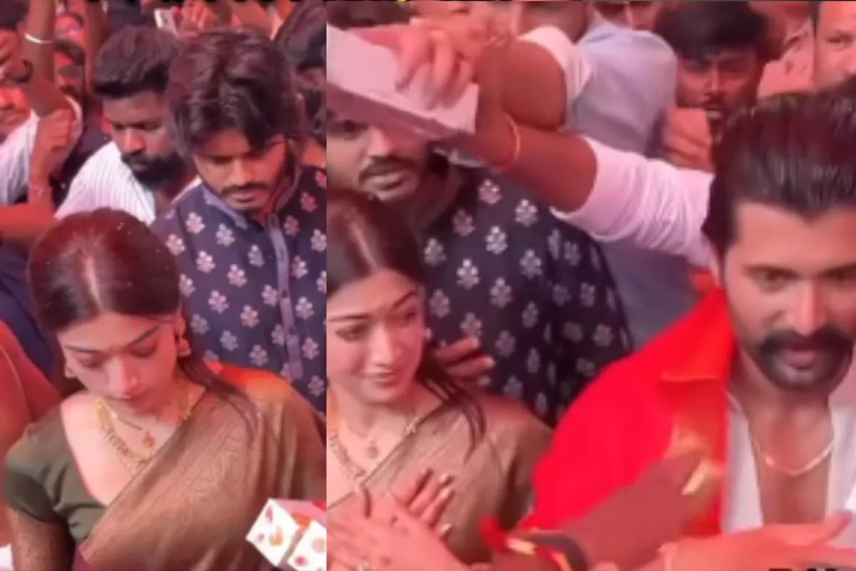 तिरुपति मंदिर पहुंचे नए नवेले पति-पत्नी विजय और रश्मिका, शादी के बाद बांटी मिठाई