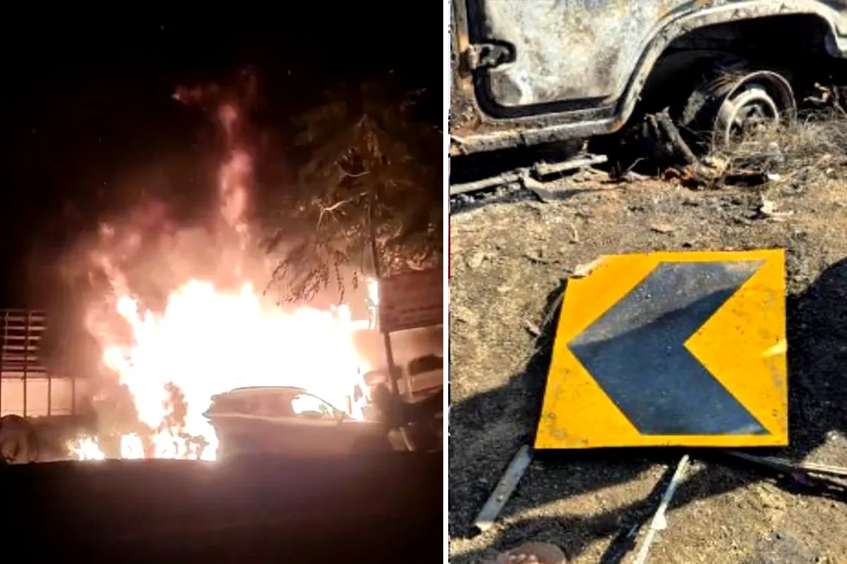 चलती कार में लगी भीषण आग, बाप-बेटे की जिंदा जलकर मौत