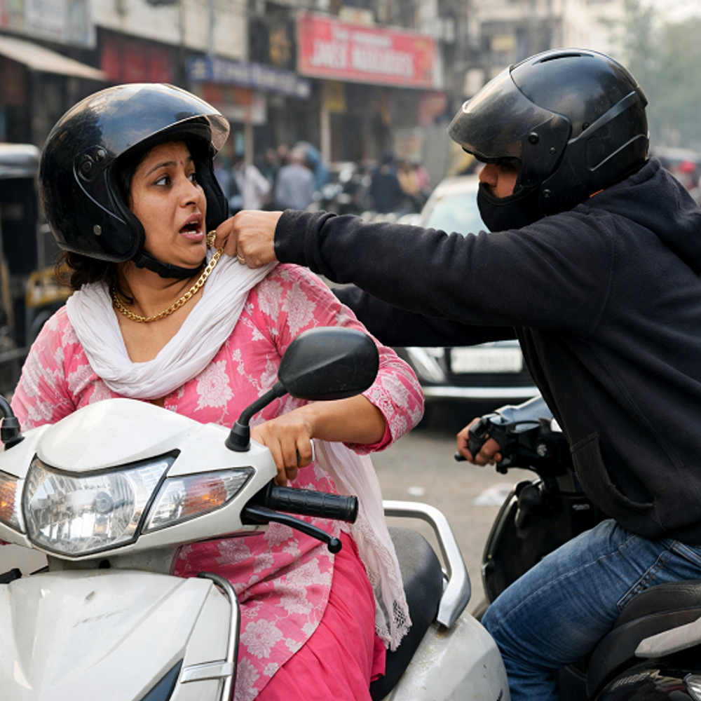 लुधियाना में दिनदहाड़े महिला से चेन स्नैचिंग:एक्टिवा सवार युवक वारदात कर फरार,सीसीटीवी खंगाल रही पुलिस टीमें