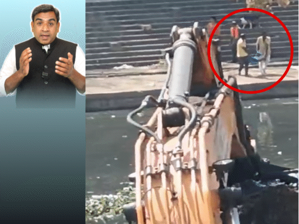 अफसर के पैर पकड़े, नेताजी बोले-आप बजरंग बली के अवतार:भाजपा नेता ने कहा- कुत्तों को ‘कुत्ता’ मत कहो; इंदौर में साफ-सफाई का गजब कारनामा