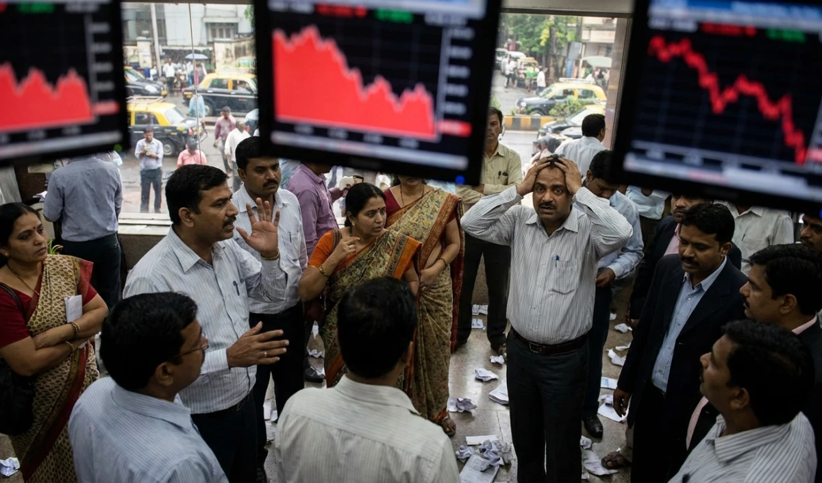 Stock Market Crash India | शेयर बाज़ार में हाहाकार! कुछ ही मिनटों में 8 लाख करोड़ स्वाहा, Sensex 1200+ अंक टूटा, Nifty 22,700 के नीचे
