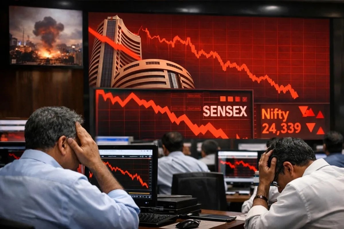 Stock Market Crash: मिडिल ईस्ट में युद्ध से शेयर बाजार में कोहराम! सेंसेक्स 1800 पॉइंट टूटा, निवेशकों को 12 लाख करोड़ का नुकसान