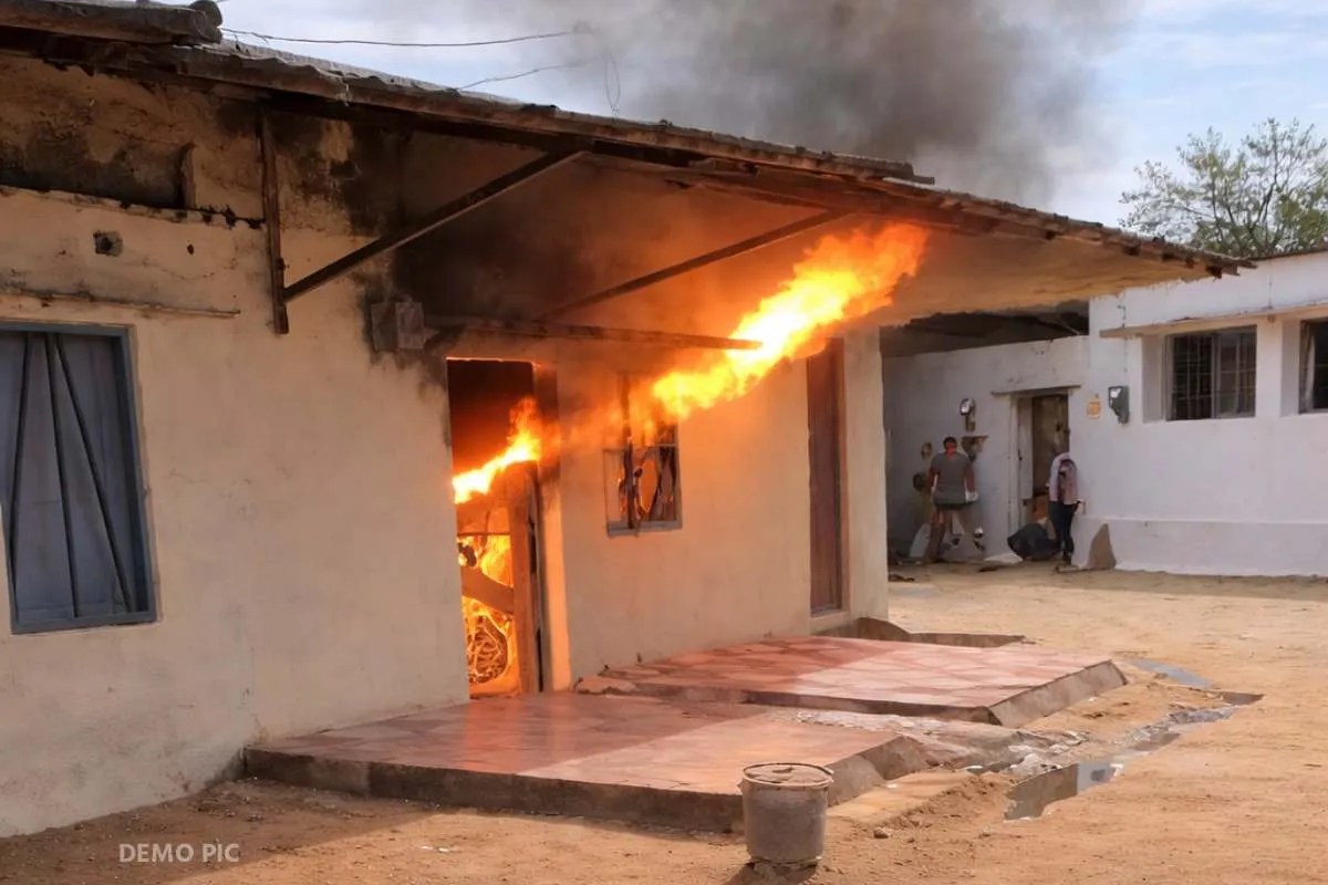 खाना बनाते वक्त गैस सिलेंडर से घर में भड़की आग, मकान मालिक गंभीर घायल