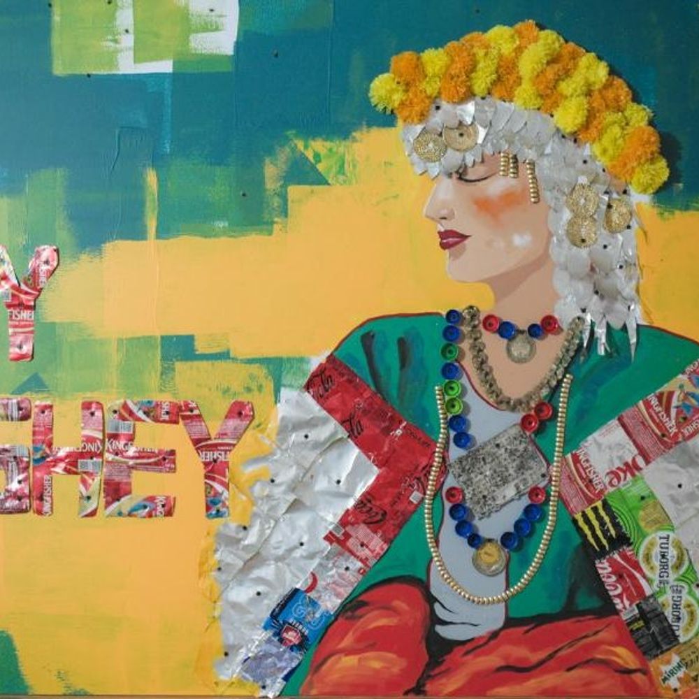 किन्नौर में कचरे से बनाई कलाकृतियां:हिम तेंदुआ, पारंपरिक महिला की आकृति उकेरी, टीन के डिब्बों, प्लाटिक की बोतले, ढक्कन का प्रयोग
