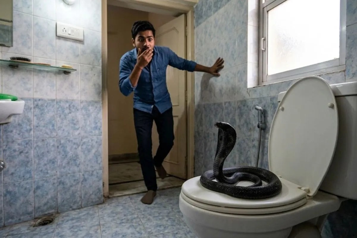 बाथरूम करने गया था युवक, तभी अंदर से निकला सांप, देखकर उड़े होश, चिल्लाकर भागा, आया दहशत में