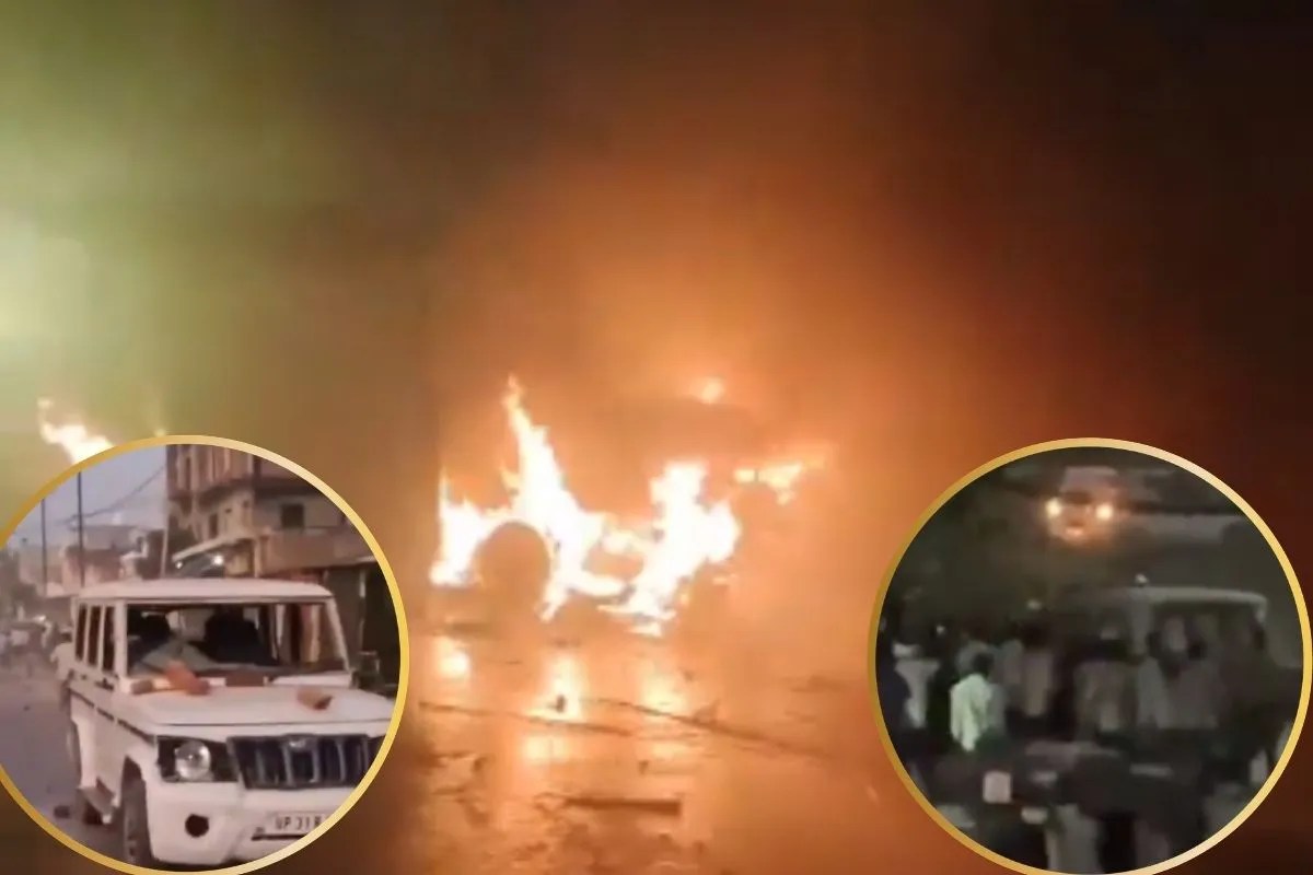 लखीमपुर में अंबेडकर की मूर्ति टूटने पर बवाल, पुलिस की गाड़ियां फूंकी-तोड़फोड़, बिना अनुमति लगा रहे थे प्रतिमा