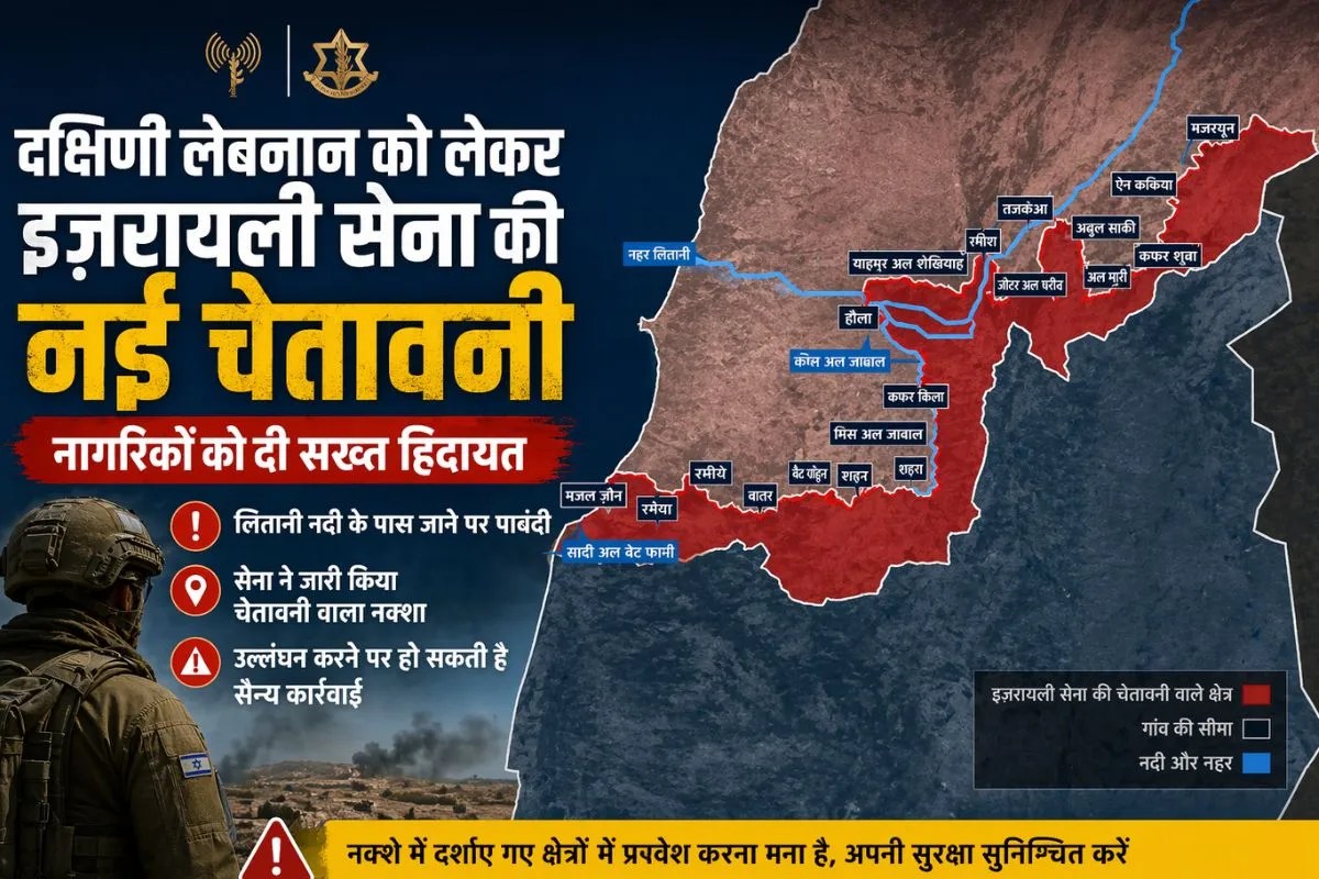 इजरायल का लेबनान को अल्टीमेटम: लितानी नदी के पास जाने पर पाबंदी, नक्शा जारी कर दी बड़ी सैन्य कार्रवाई की चेतावनी