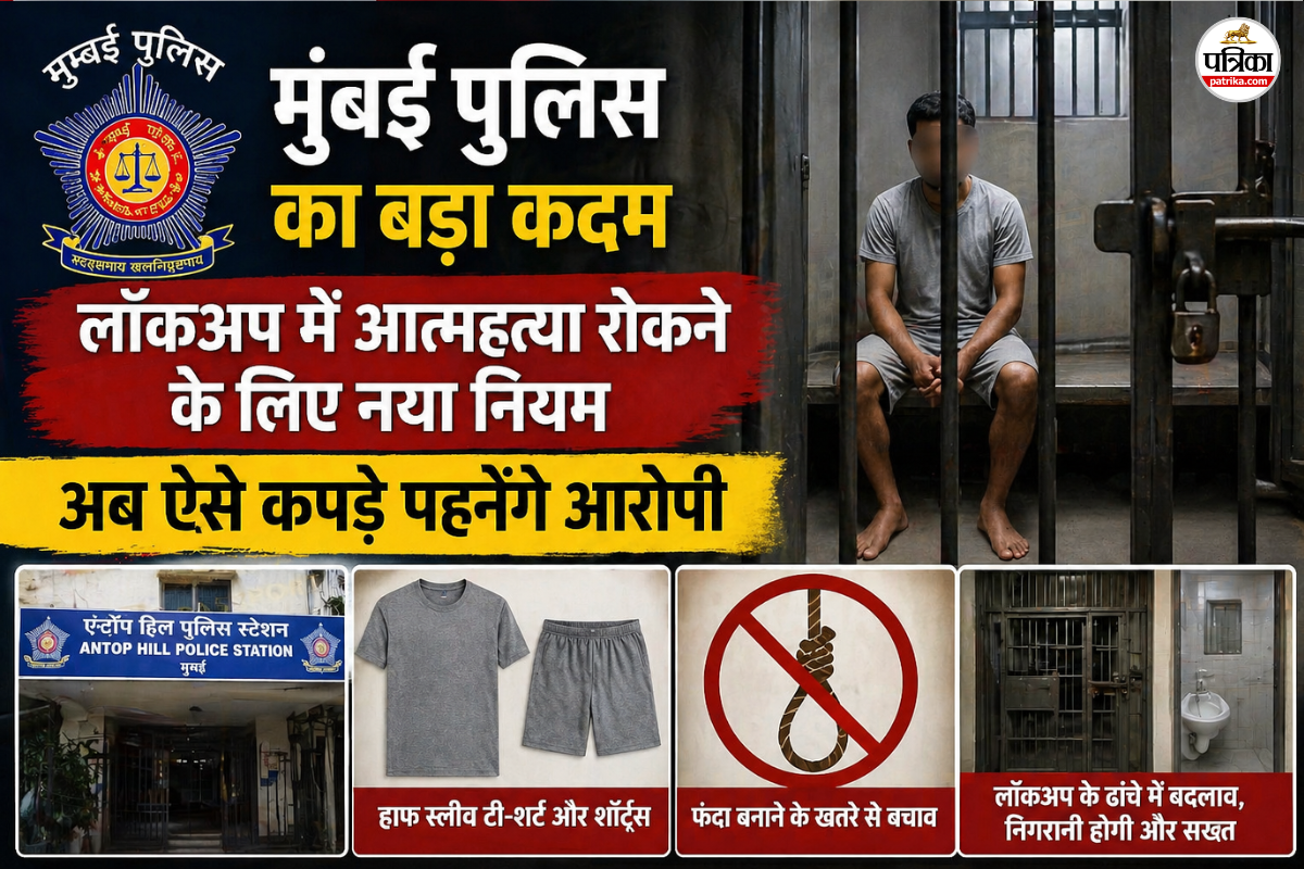 मुंबई पुलिस का बड़ा कदम, लॉकअप में आत्महत्या रोकने के लिए नया नियम, जानिए कौन से कपड़े पहनेंगे आरोपी