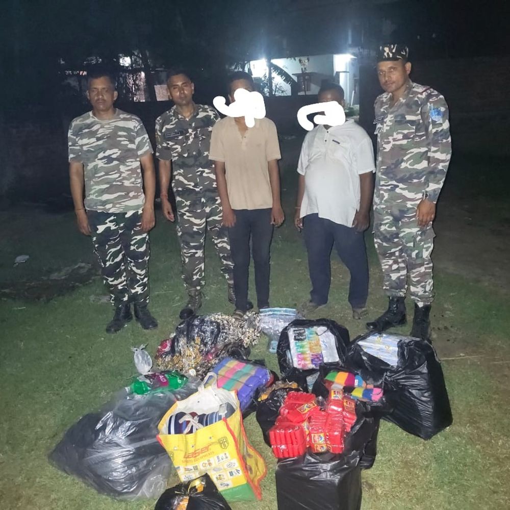 सुपौल में SSB ने भारत-नेपाल सीमा पर की कार्रवाई:नेपाली मुद्रा, कॉस्मेटिक सामान और 2 बैल जब्त, 3 तस्कर गिरफ्तार