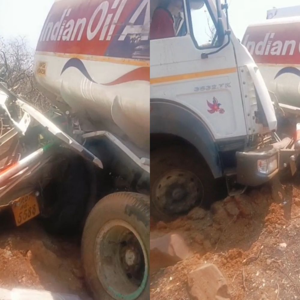 शिवपुरी में सड़क हादसा, हेल्पर की मौत:अमोला घाटी पर खड़े टैंकर में डंपर ने मारी टक्कर, चालक फरार