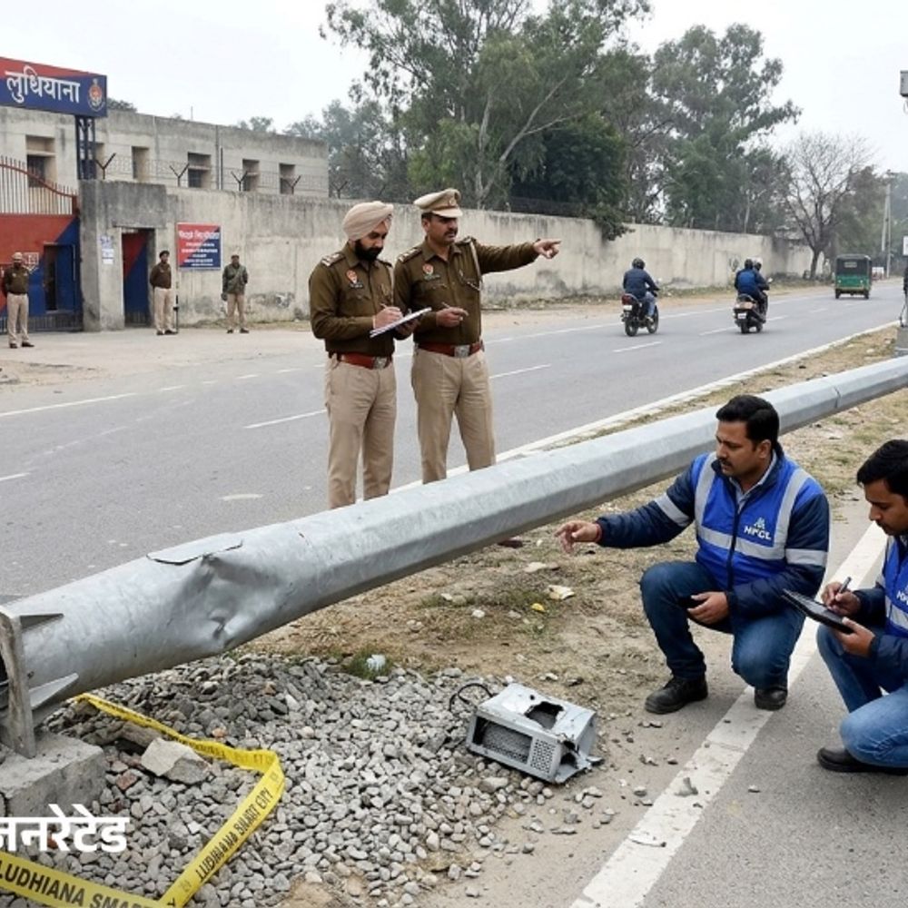 लुधियाना स्मार्ट सिटी की तीसरी आंख ही ले उड़े चोर:सेंट्रल जेल के पास पोल को टक्कर मार कैमरा चोरी मामला दर्ज