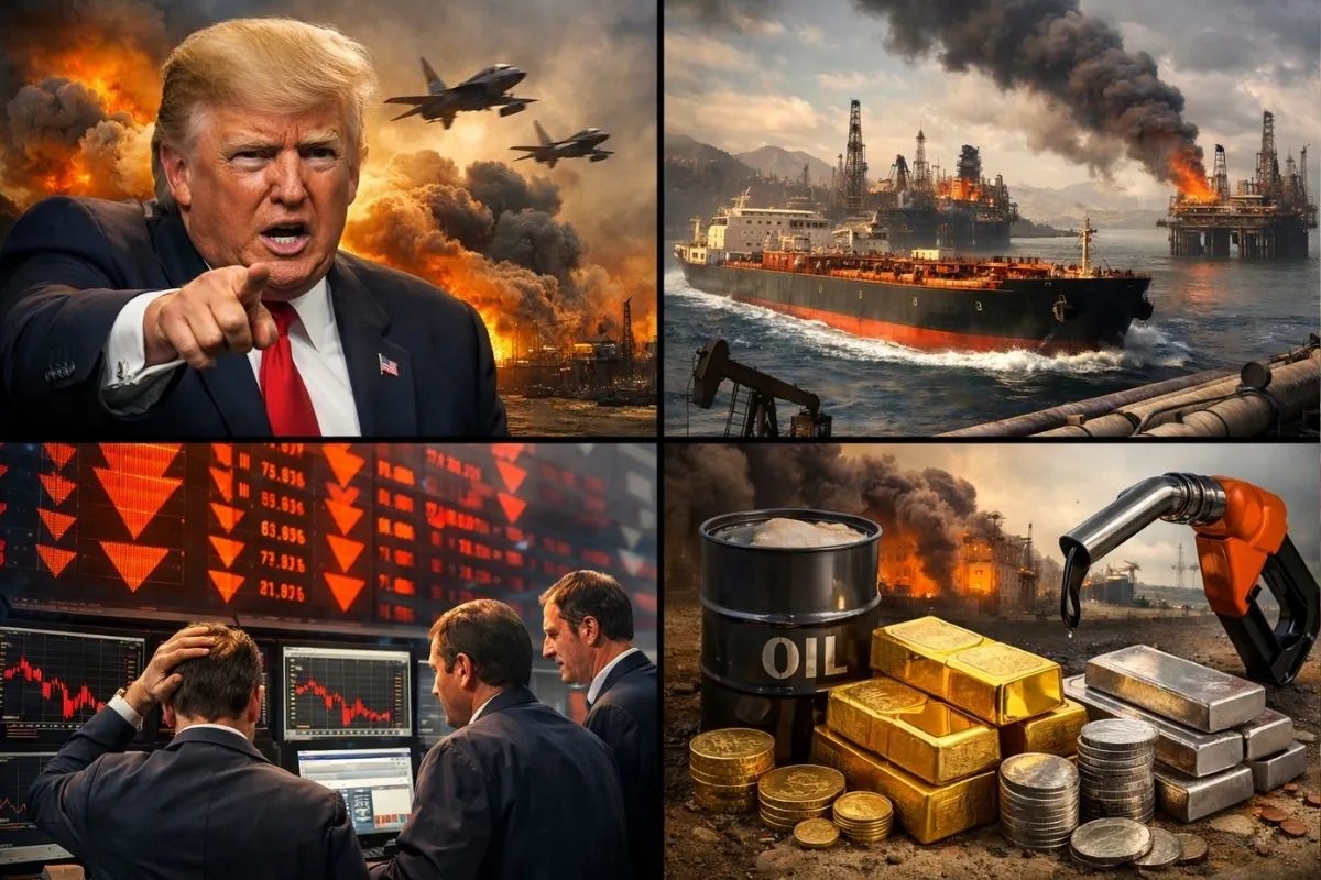 Stock Market Today: हफ्ते के पहले ही दिन गिरा शेयर बाजार, कच्चे तेल में तेजी, होर्मुज स्ट्रेट खोलने की डेडलाइन पर निवेशकों की नजर