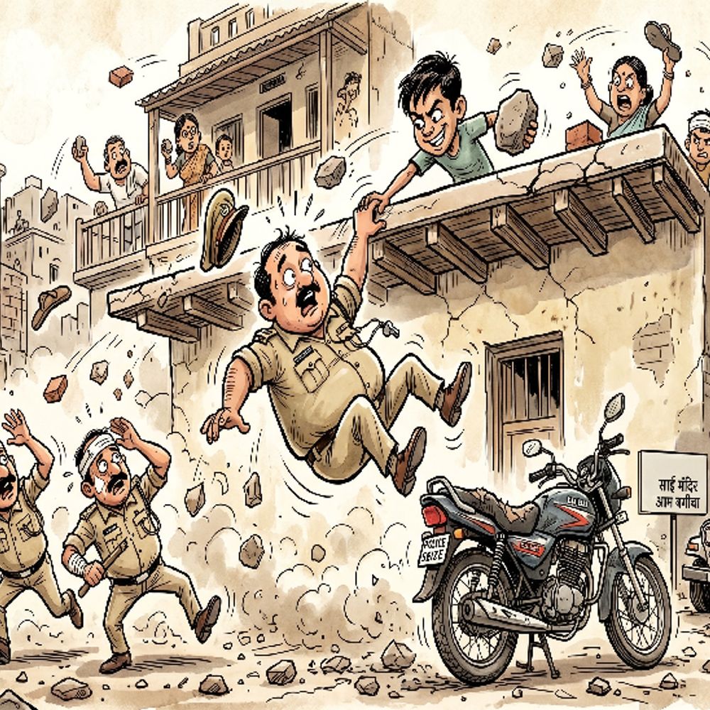 गर्दनीबाग में पुलिस पर पथराव, सिपाही को छत से धकेला