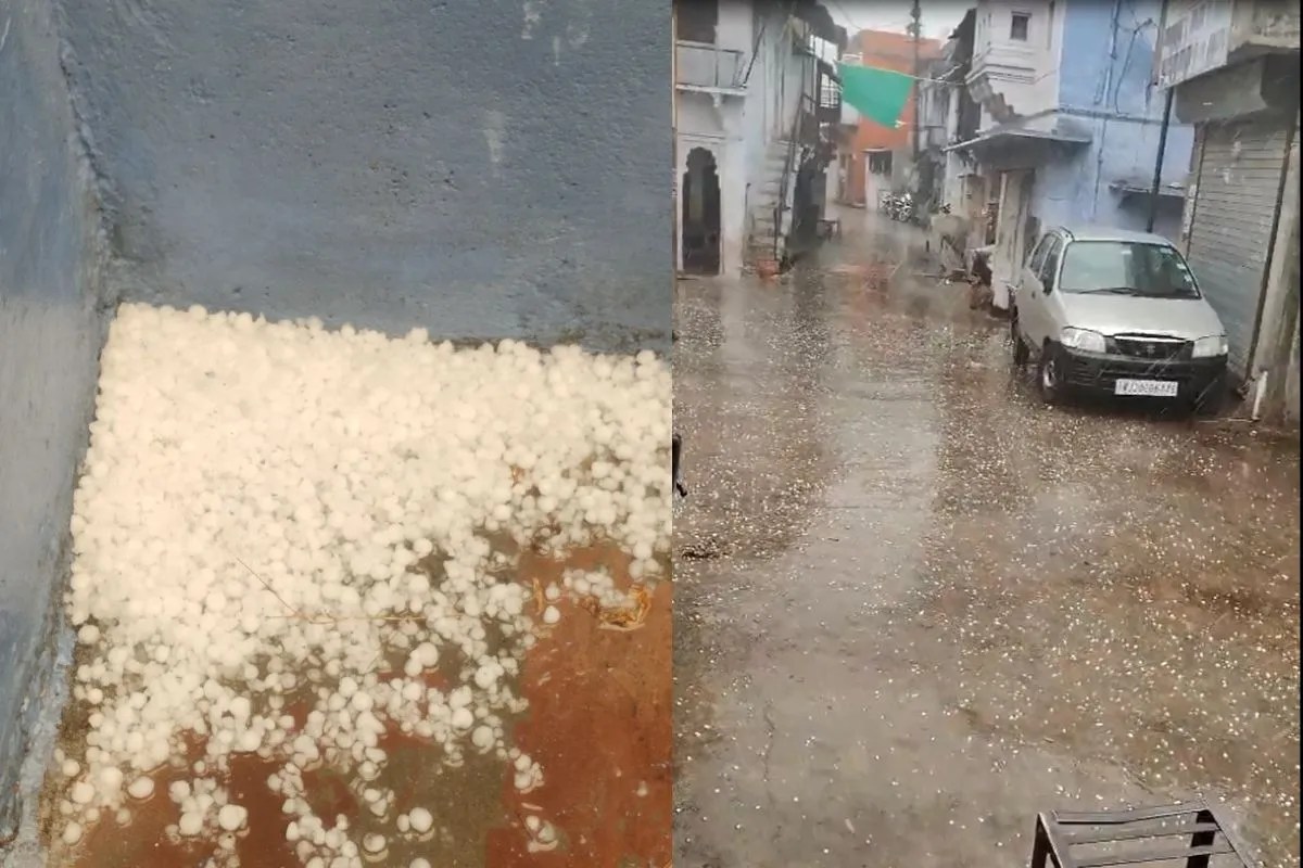 Rajasthan Rain: राजस्थान में यहां बदला मौसम, तेज हवा के साथ बारिश और बिछी ओलों की चादर, जानें ताजा अपडेट