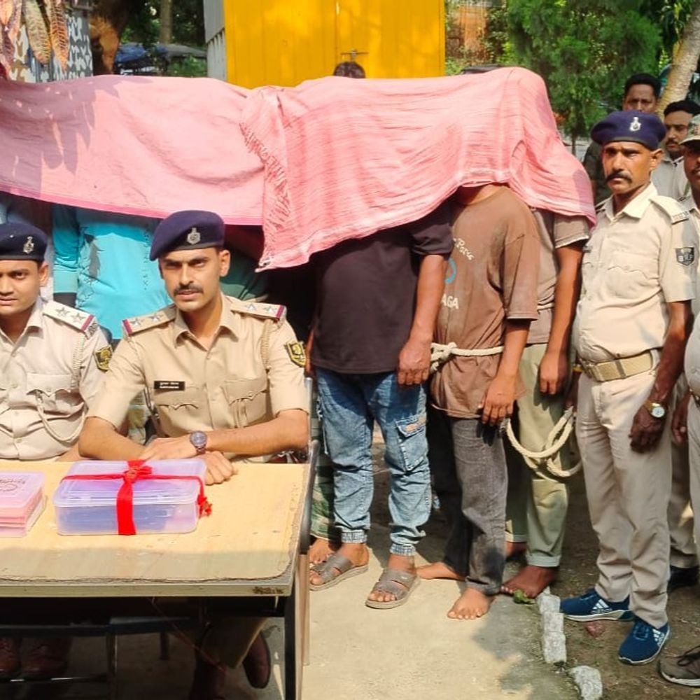 पूर्णिया में हथियार के साथ 8 बदमाश गिरफ्तार:वारदात को अंजाम देने के फिराक में थे, कट्‌टा-13 कारतूस पुलिस ने किया बरामद