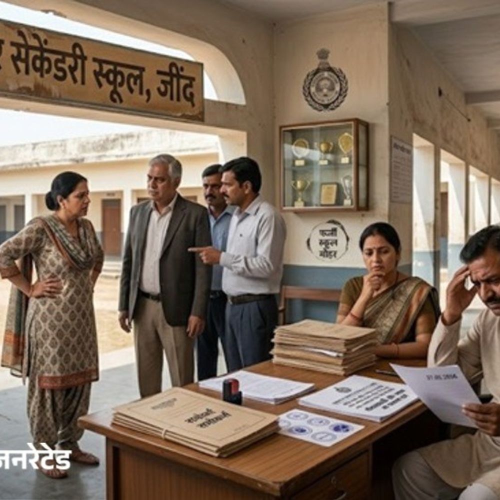 जींद के नव दुर्गा स्कूल में लाखों रुपए की धोखाधड़ी:इस्तीफा दे चुके पदाधिकारियों ने रिकॉर्ड चुराया; फर्जी मोहर बना कर हड़पी राशि, केस दर्ज