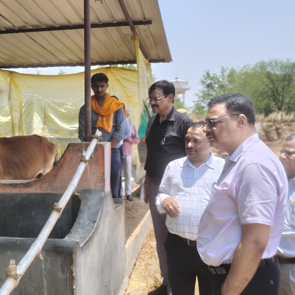 मिर्जापुर DM स्कूल पहुंचे, बच्चों को पढ़ाया:सही जवाब पर चॉकलेट दी, गौ आश्रय और गेहूं केंद्र भी देखे