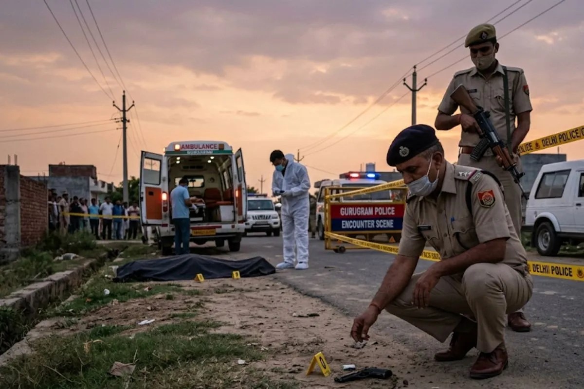 गुरुग्राम में पुलिस एनकाउंटर: गोली लगने से एक बदमाश की मौत, दूसरा घायल; फाजिलपुरिया के इवेंट ऑर्गेनाइजर के घर की थी फायरिंग
