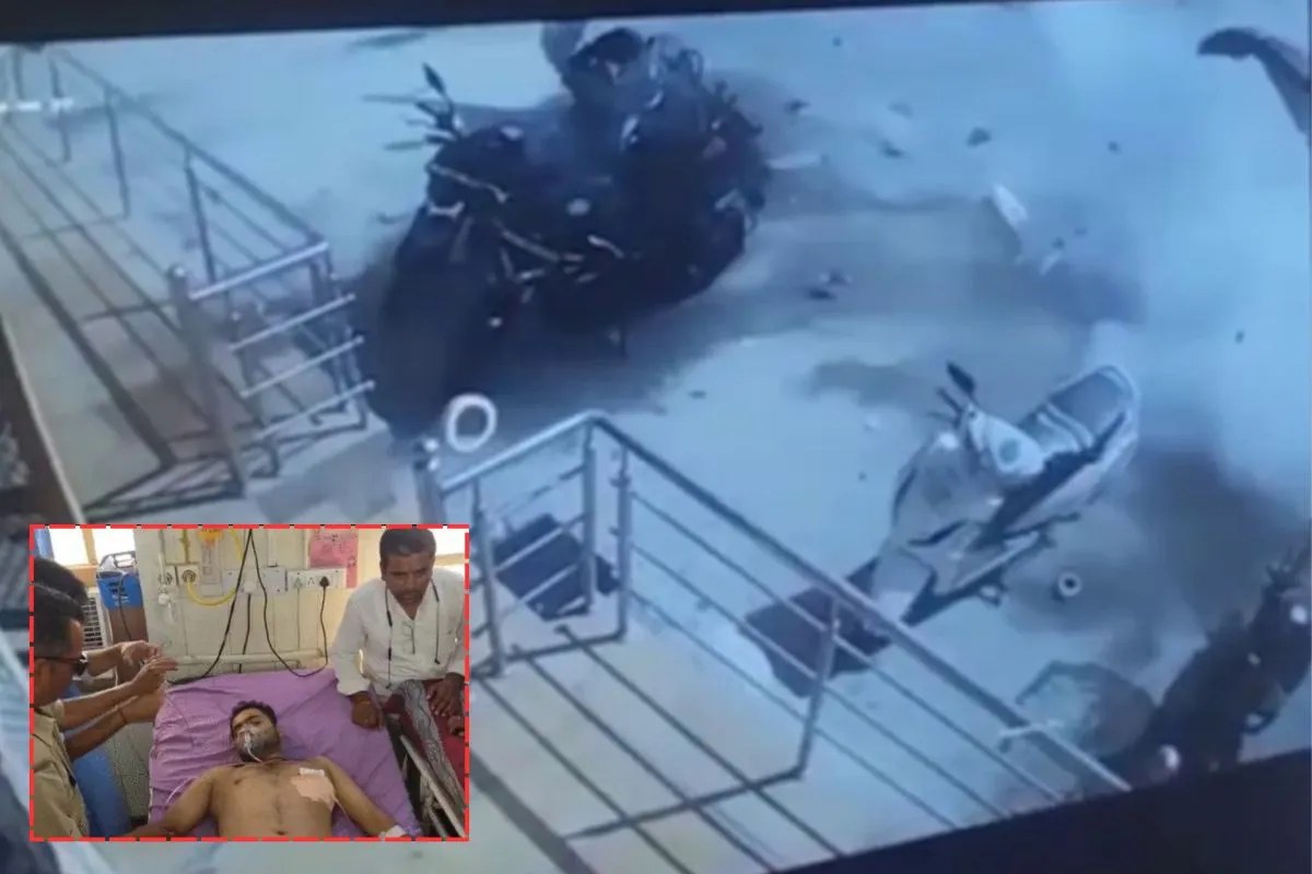 जैसलमेर में बाइक पर रखे एसी गैस सिलेंडर में तेज धमाका, मैकेनिक गंभीर घायल, देखें वीडियो