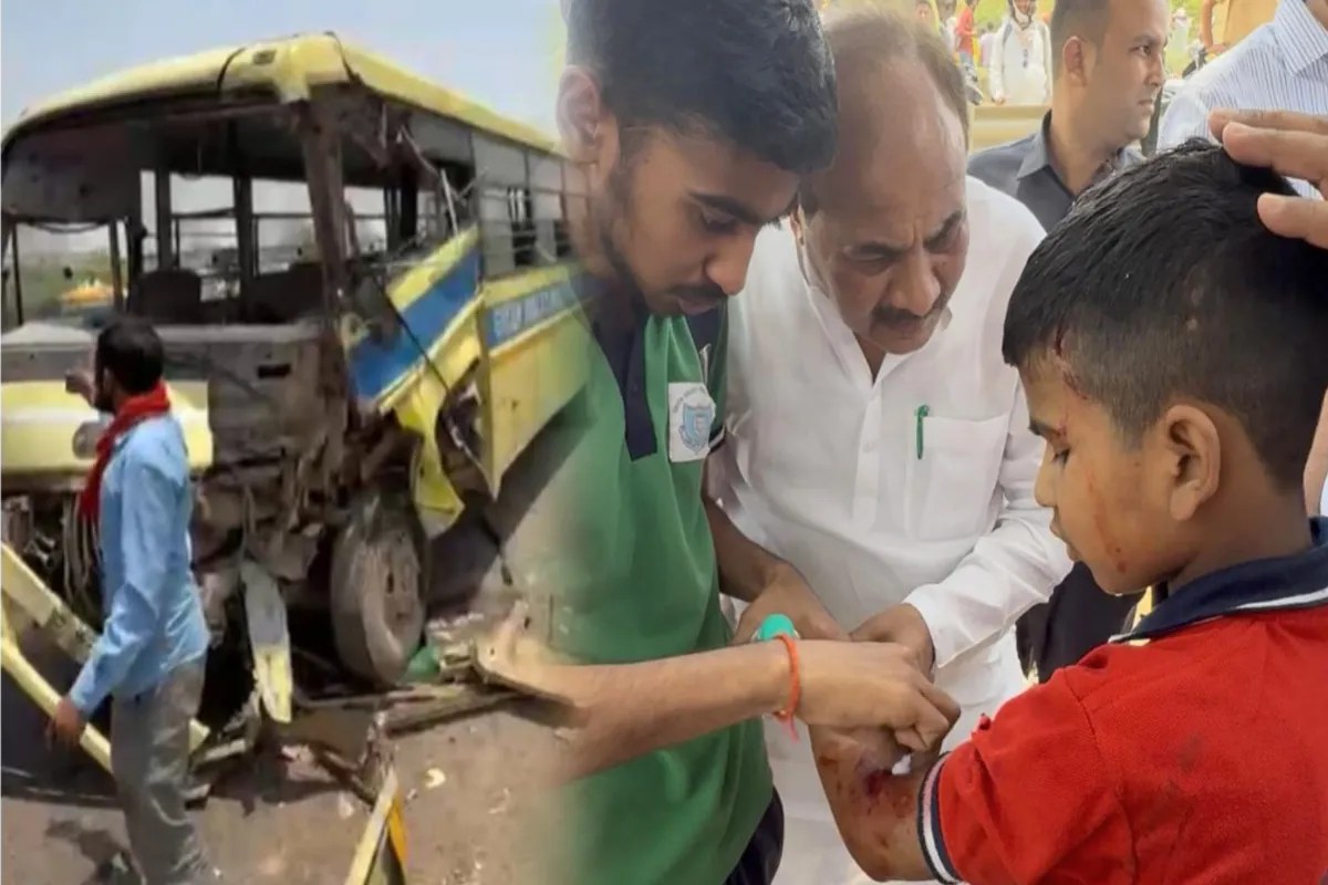 कानपुर-झांसी हाईवे पर दर्दनाक हादसा, ट्रक की टक्कर से स्कूल बस में मची चीख-पुकार; कारागार मंत्री ने रुकवाया काफिला, संभाली कमान